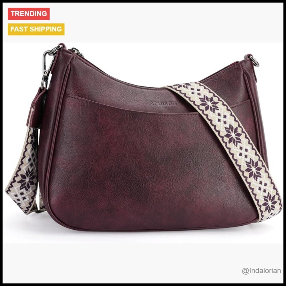 Vegan Leather Crossbody Purse Adjustable Strap Chic Minimal Spacious Handbag